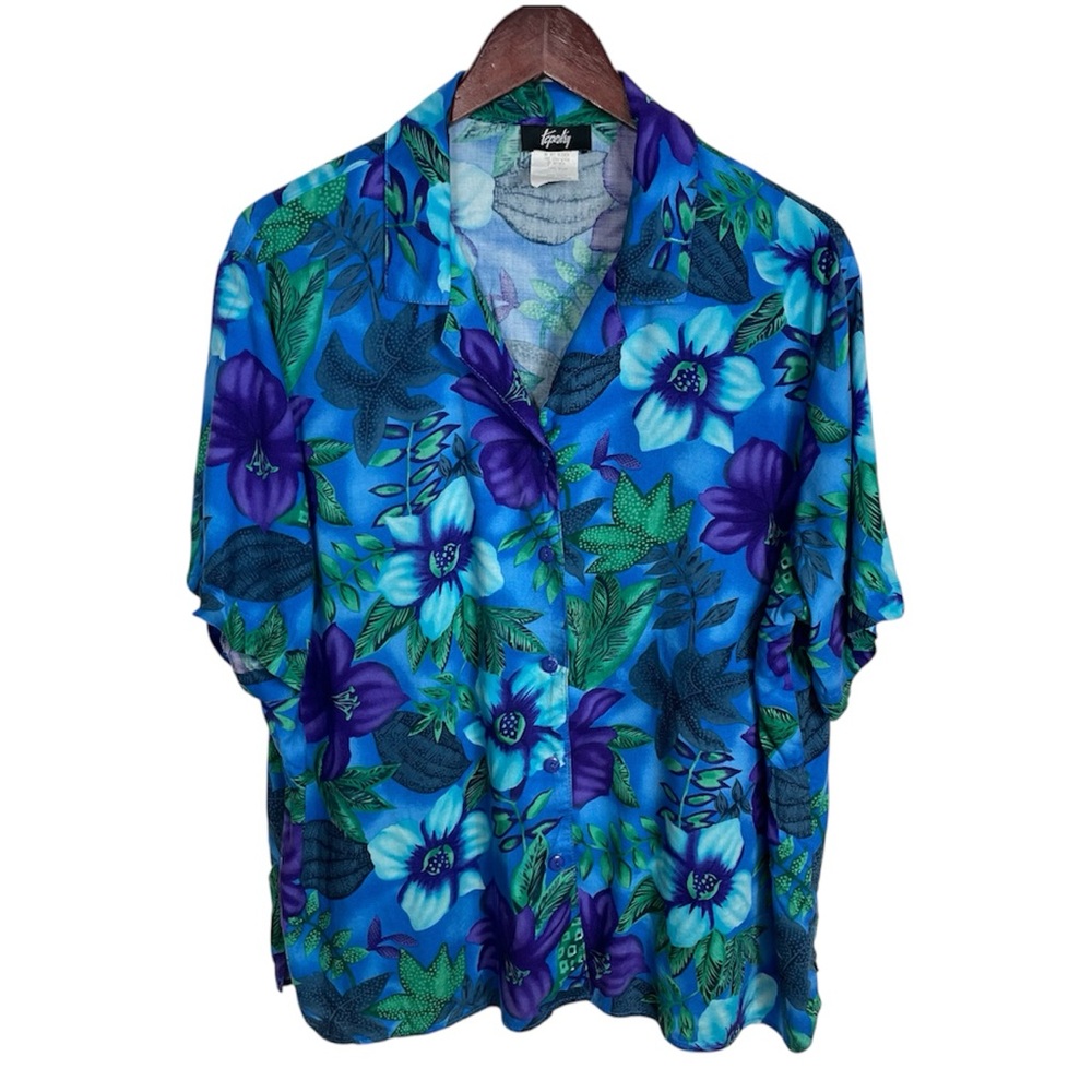 Vintage Tapestry Women's Floral Button Down Top Size XL